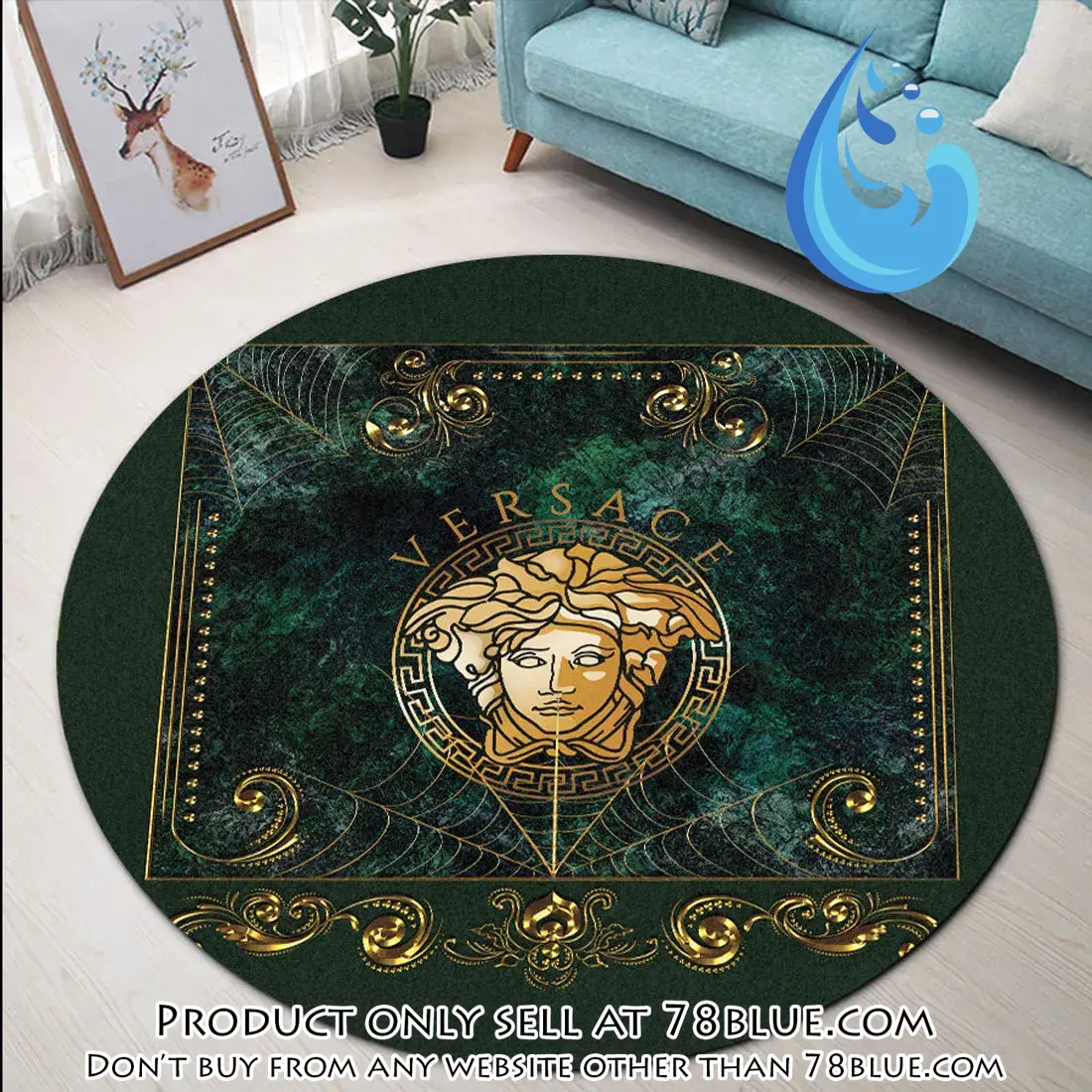 Versace medusa luxury brand round rug carpet home decor 78b0541816
